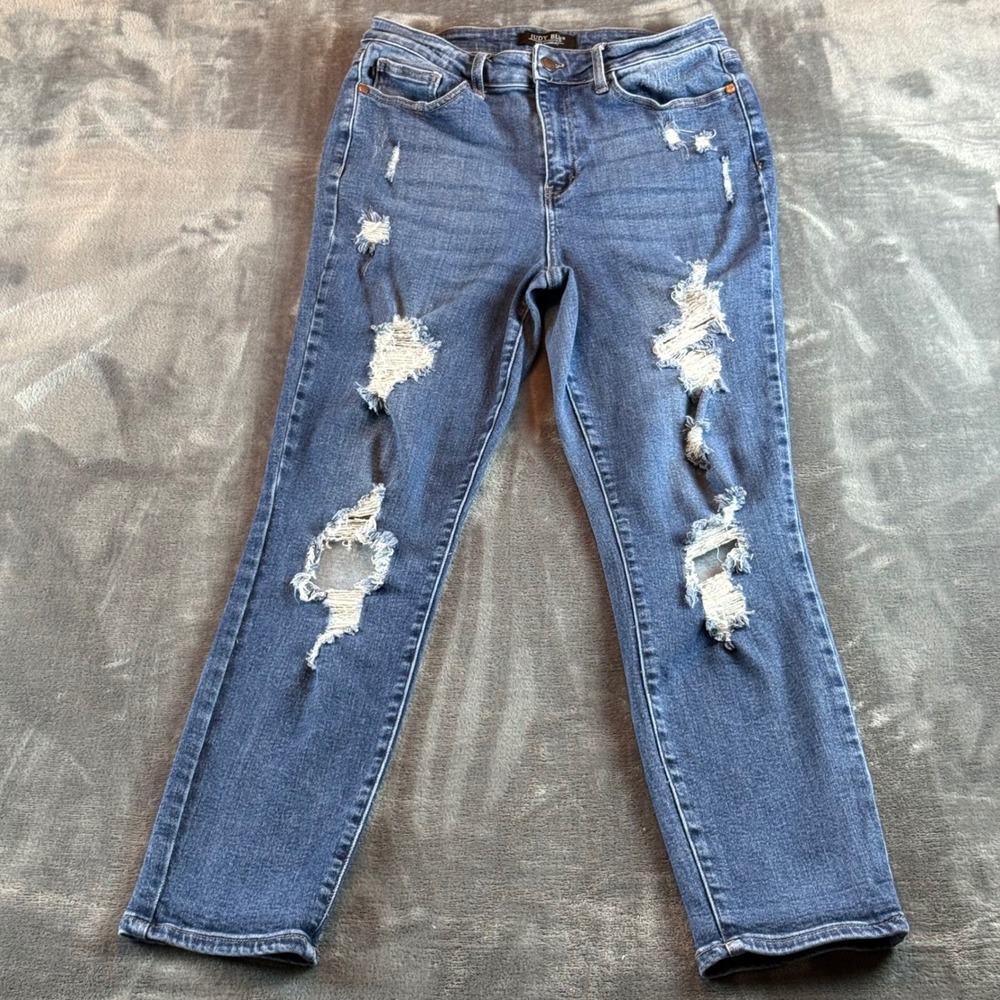 Judy Blue Women's Jeans Boyfriend Fit Size 11/30 Distressed High Rise